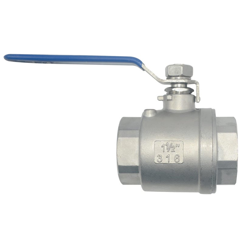 DAN SPEED صمام كروي كامل بورت 1.5" NPT أنثوي الخيوط مع مقبض من الفينيل الأزرق، فولاذ مقاوم للصدأ 316، WOG1000 (1-1/2 بوصة) - Image 3